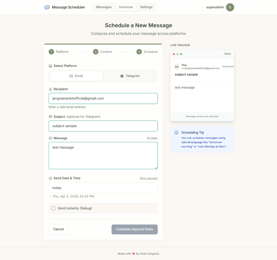 Message Scheduler by Ankit Jangwan image 3