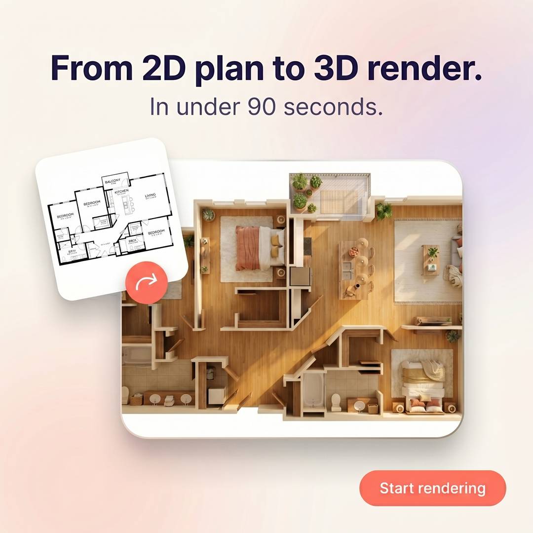 AI Floor Plan to 3D Render image 2