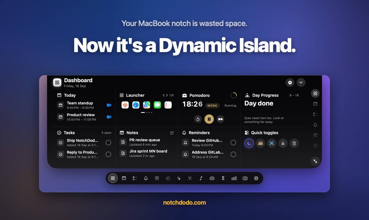 NotchDodo | Make Your MacBook Notch Useful image 1