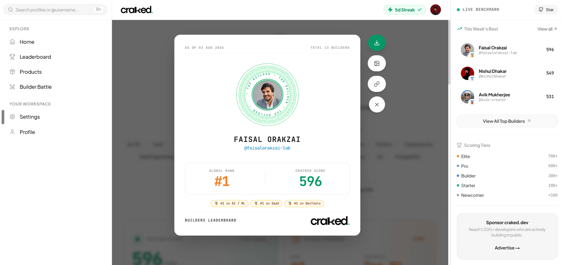 Craked.dev — How cracked a builder are you? image 4