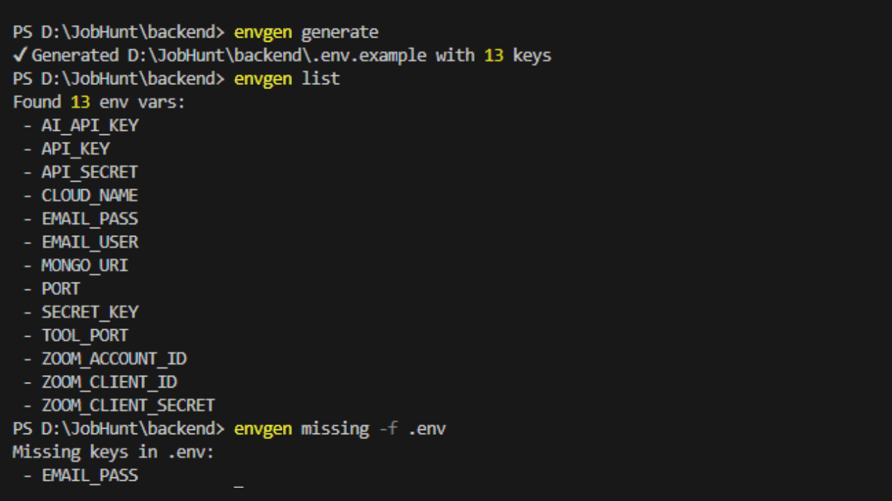 EnvGen — The Smart .env File Generator CLI image 2