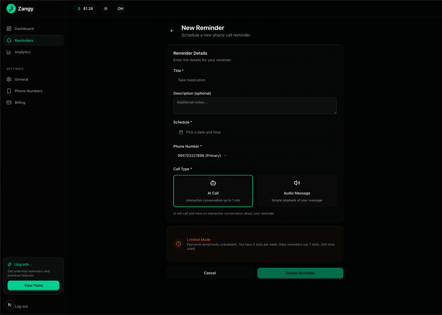 Zangy - AI Phone Reminder Platform image 1