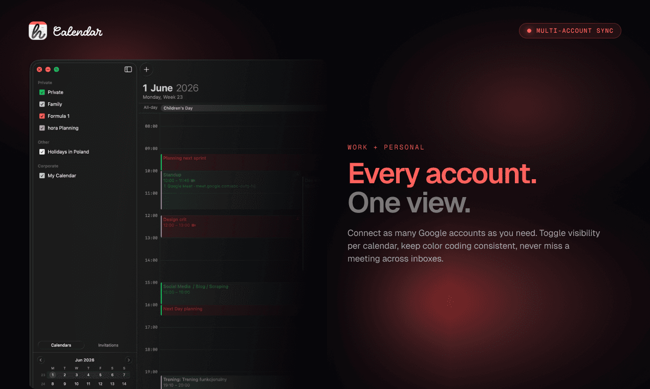hora Calendar — Native macOS Google Calendar image 5