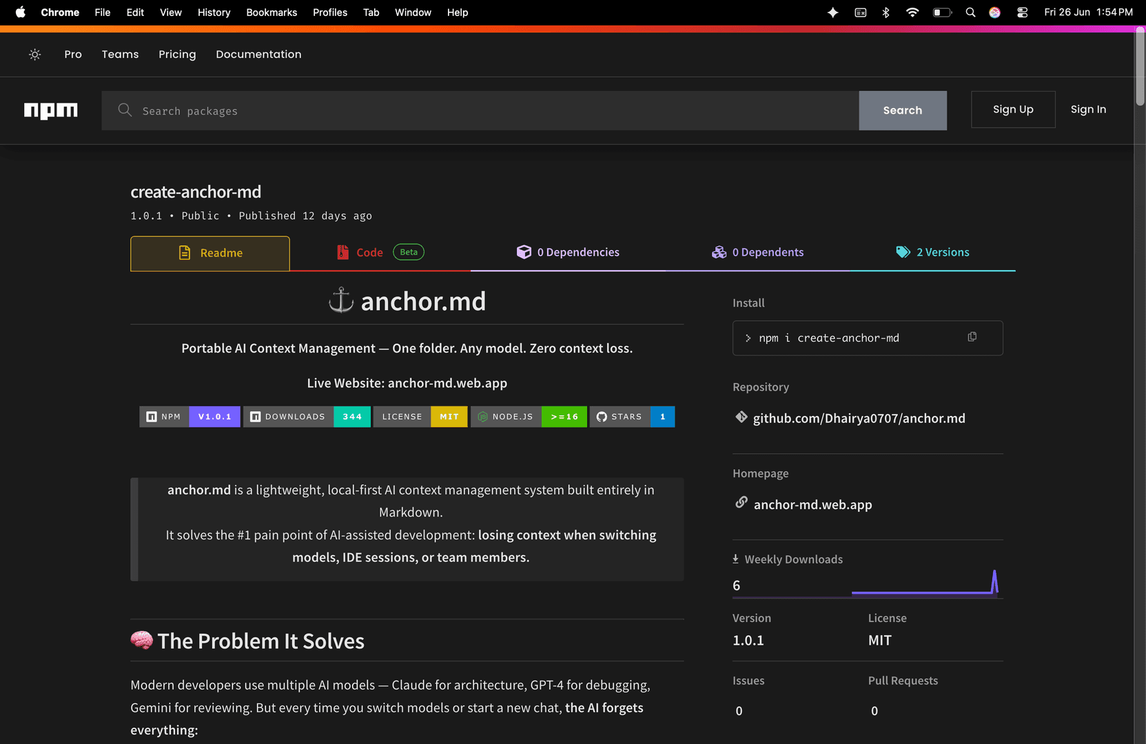 anchor.md — Portable AI Context Management image 2