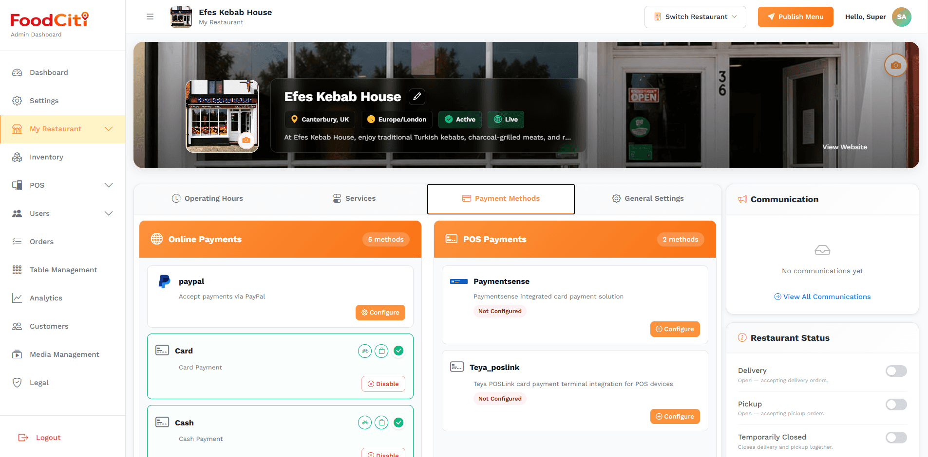 FoodCiti — Restaurant Operating System