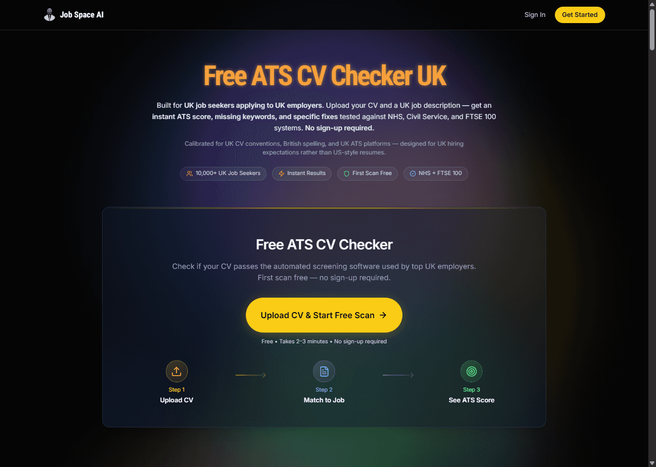 JobSpace AI — Free ATS CV Checker image 1