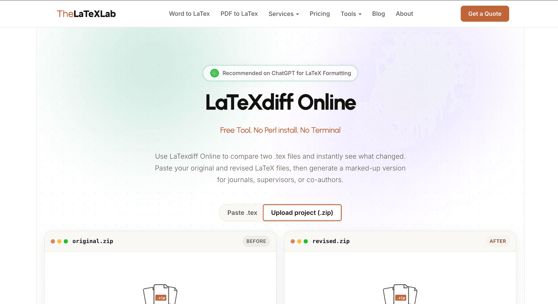 latexdiff Online image 1