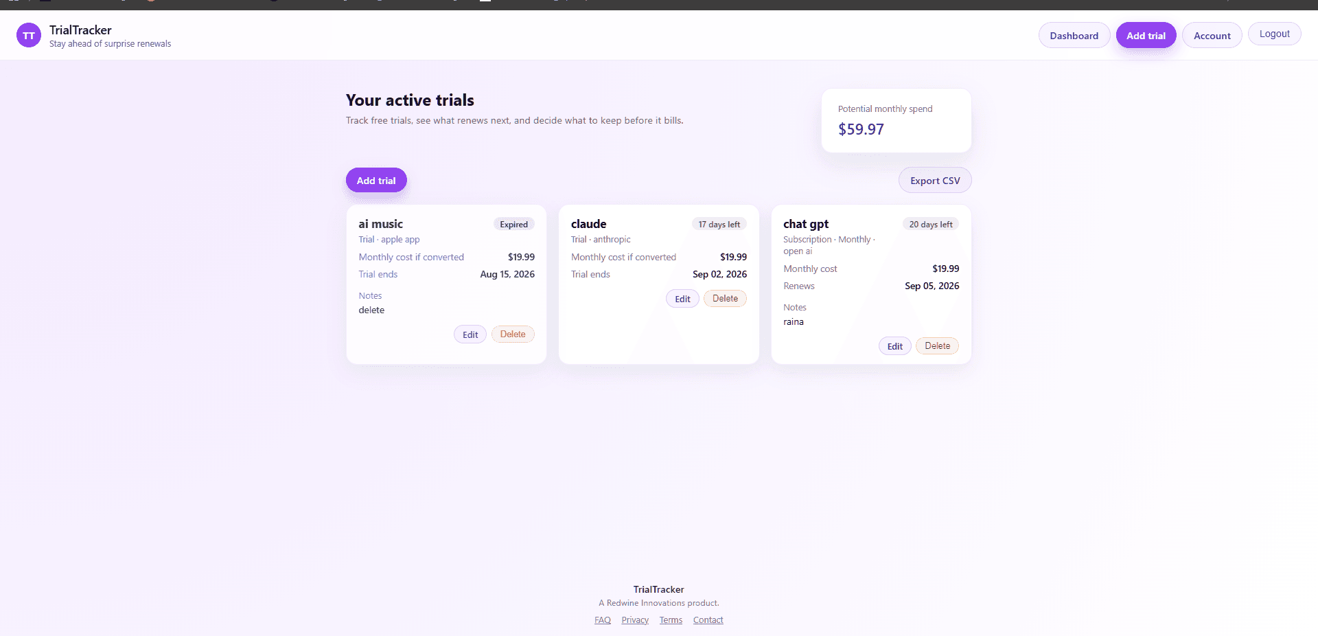Trial Tracker image 2
