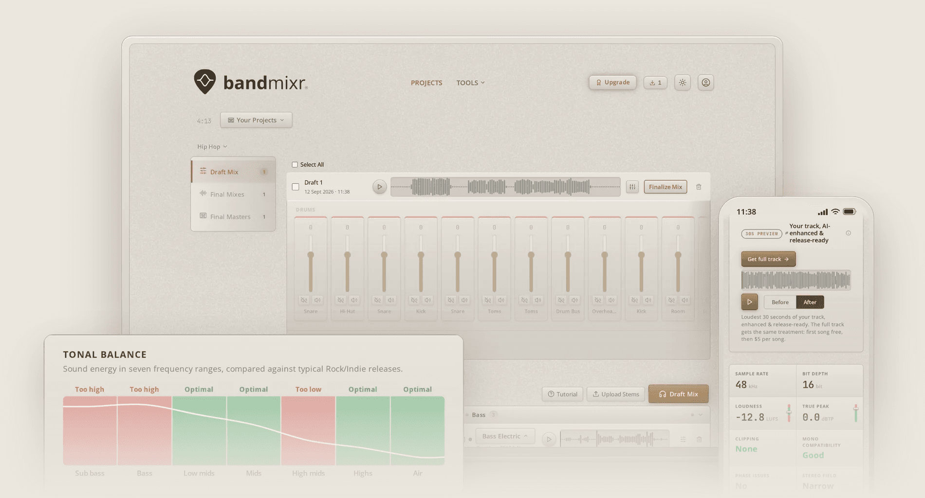 Bandmixr | AI Mixing & Mastering from Stems image 1