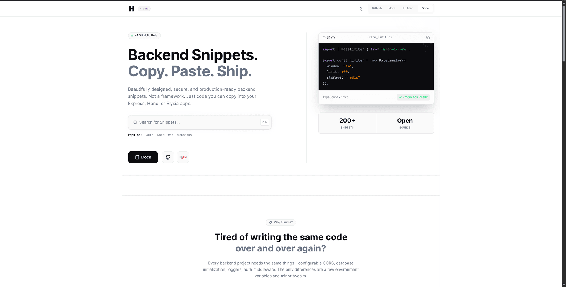 Hanma | Copy-Paste Backend Snippets image 1