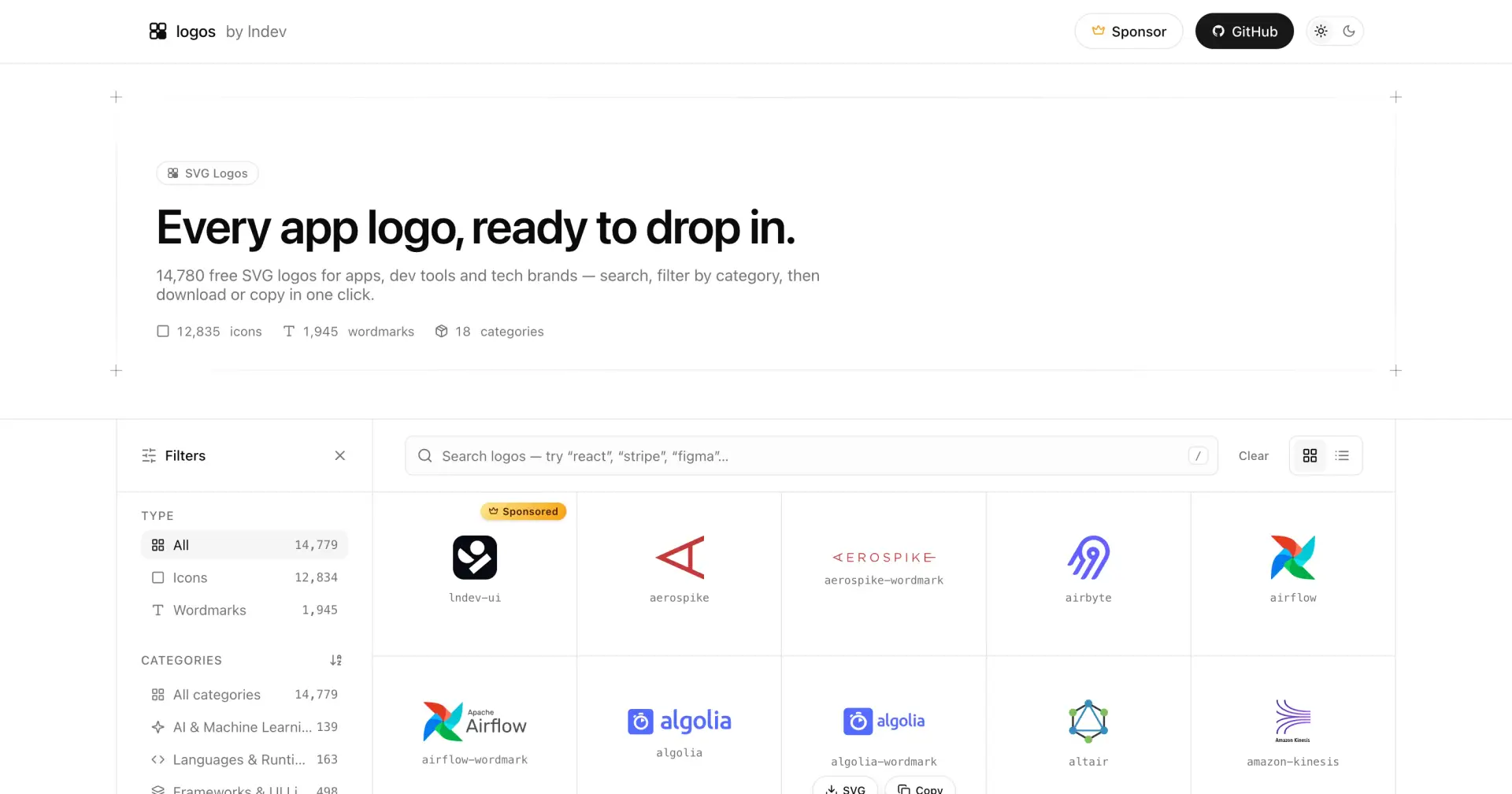 Logos — 15,000+ Free SVG Logos for Developers, Open Source & Ready to Use