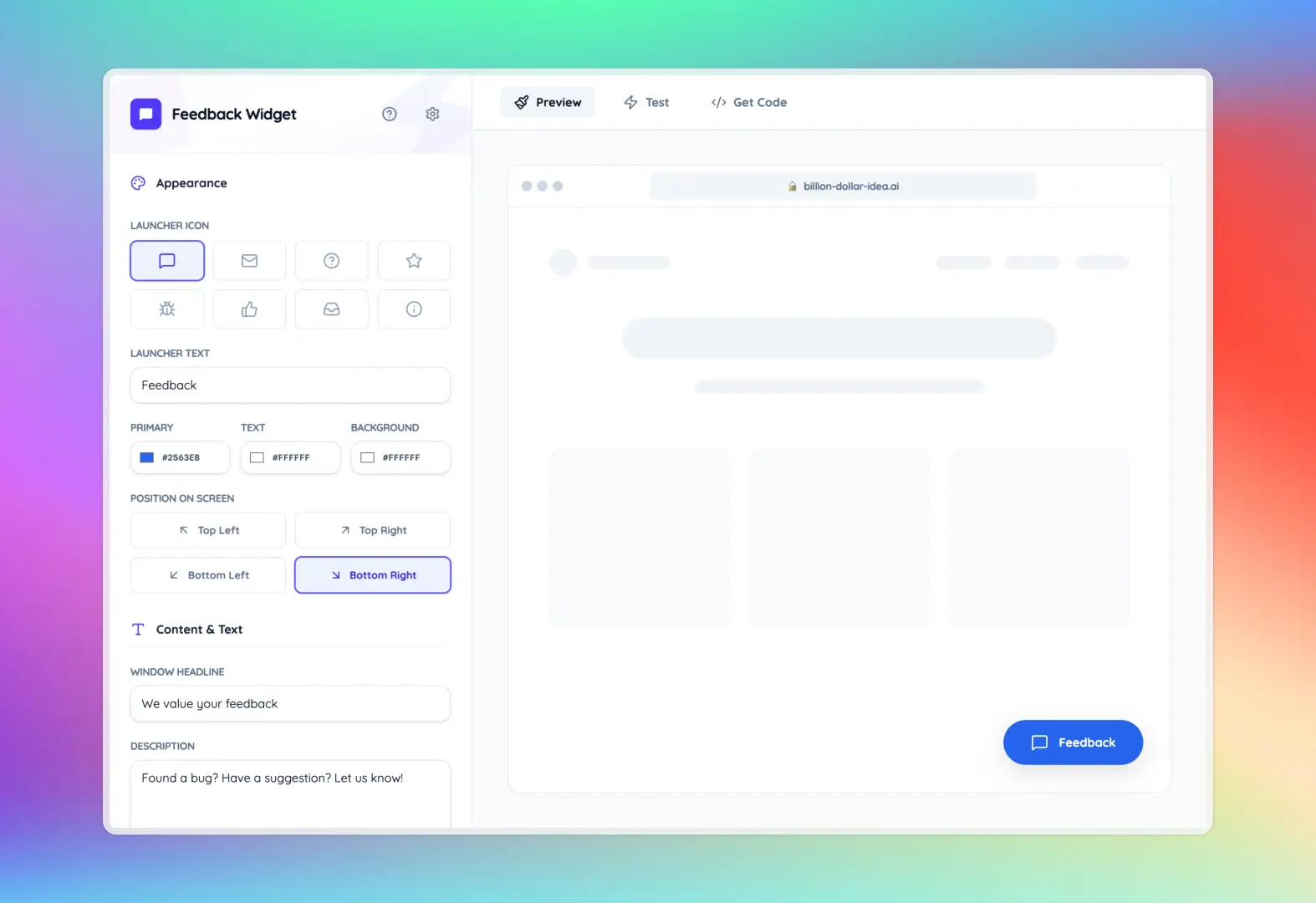Feedback Widget Builder image 2