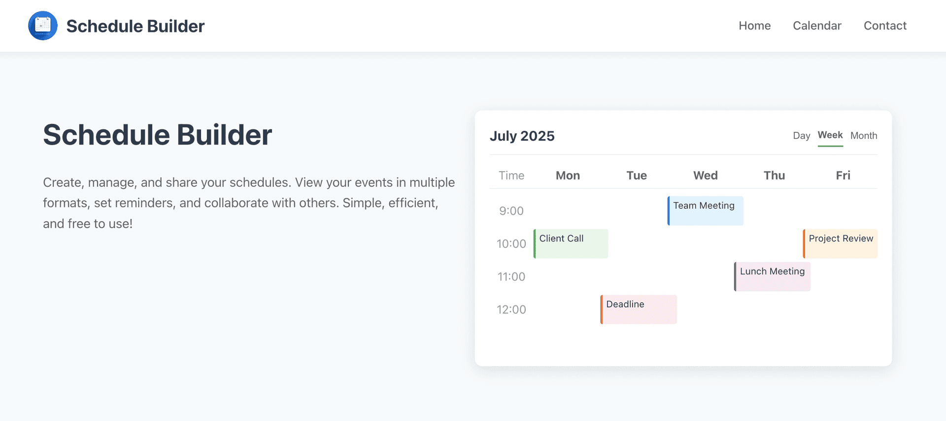 Schedule Builder - Free Online Calendar image 1