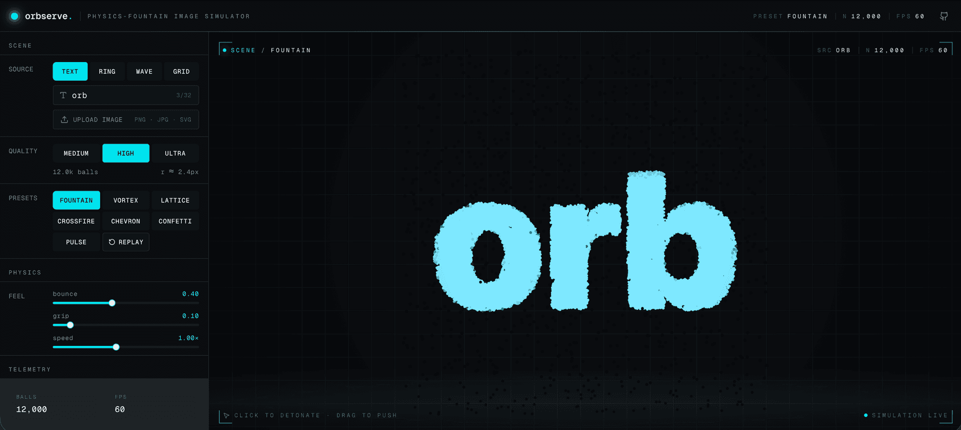 orbserve — physics-fountain image simulator image 1