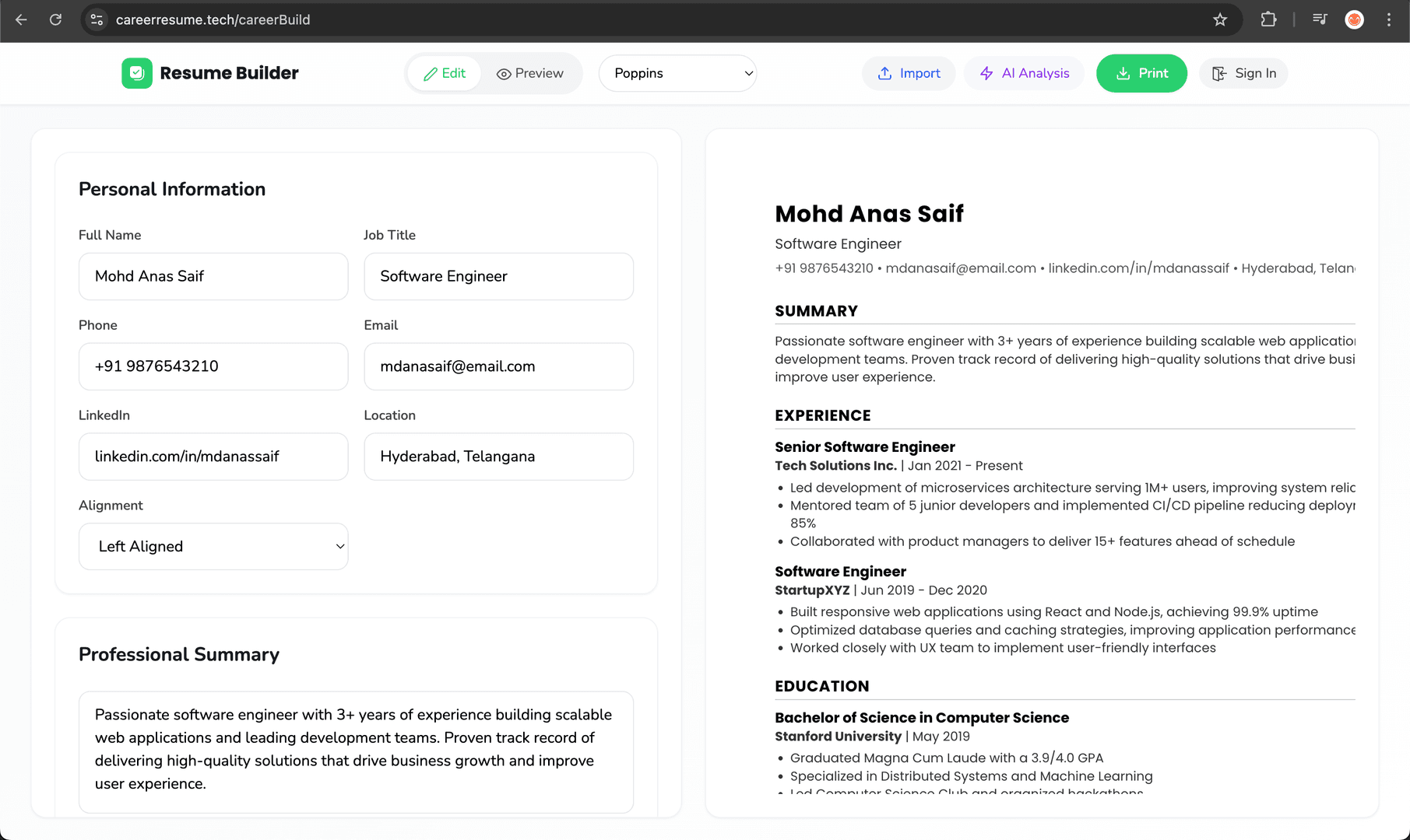 Resume & Portfolio Builder screenshot 1