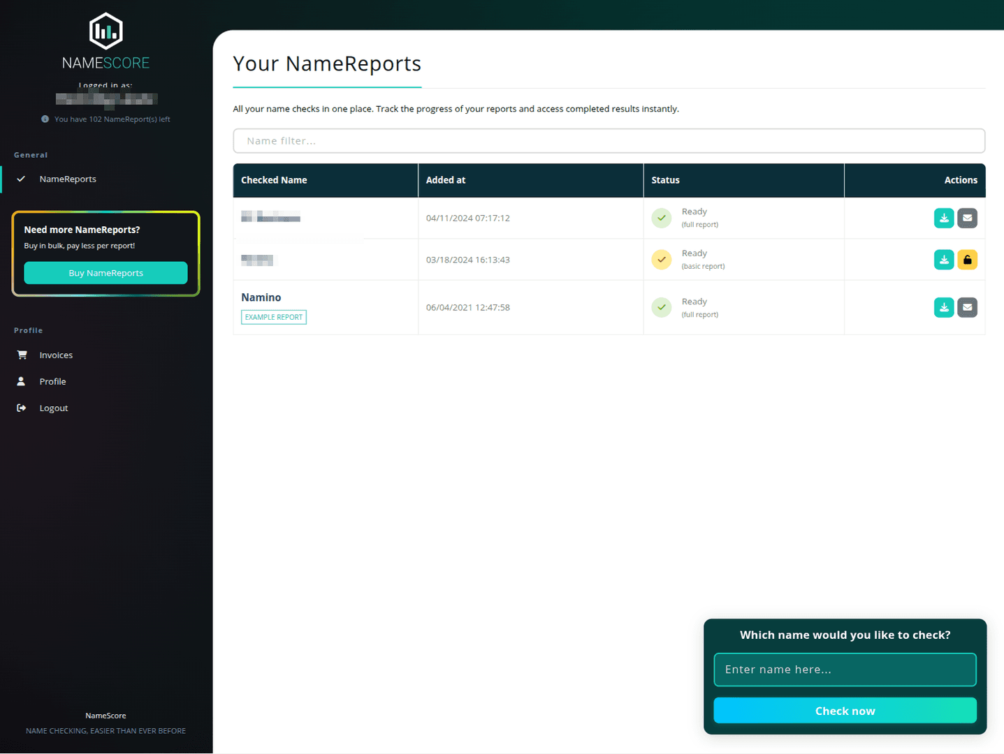 NameScore screenshot 2