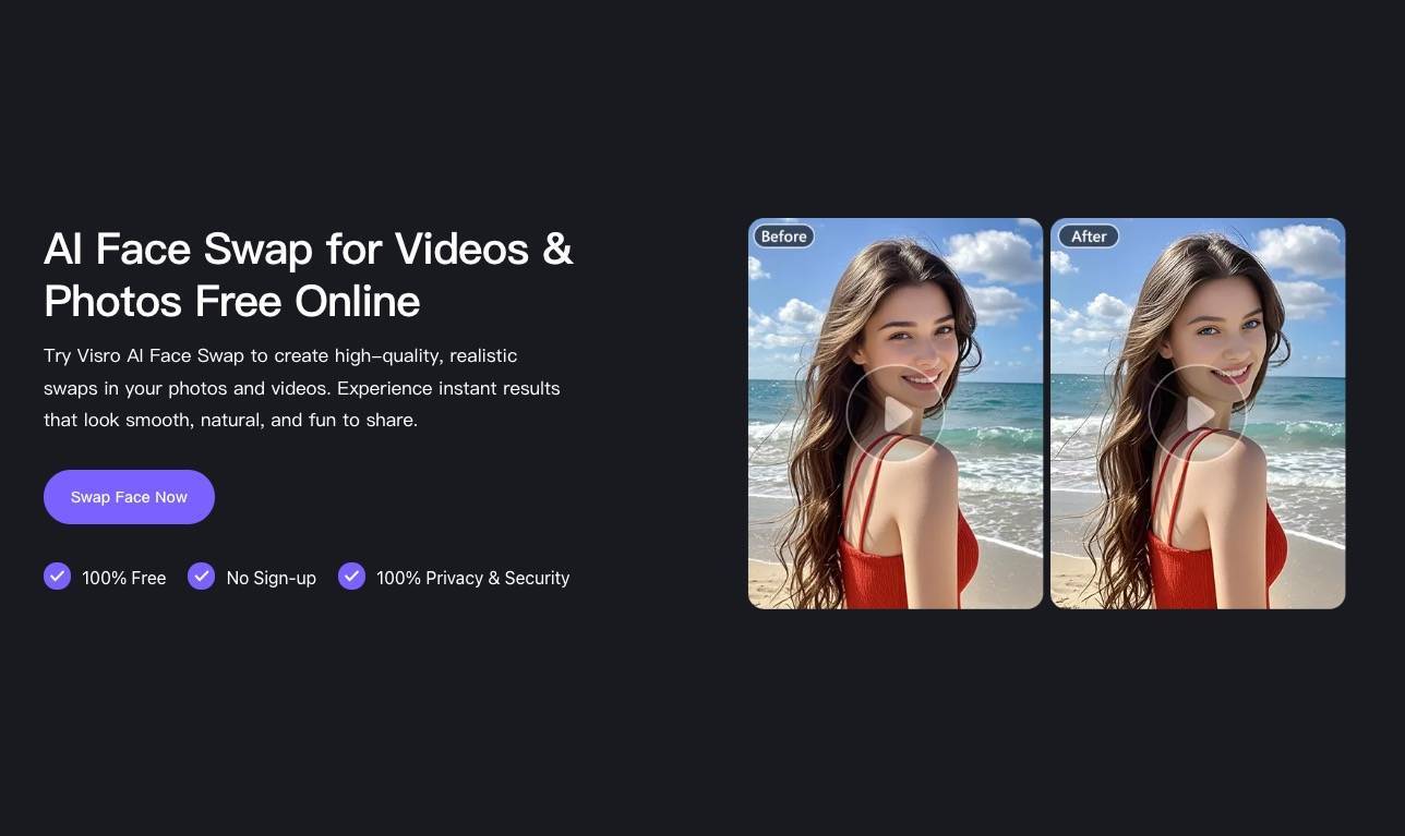 Visro AI - Free AI Face Swap Tool Online image 1