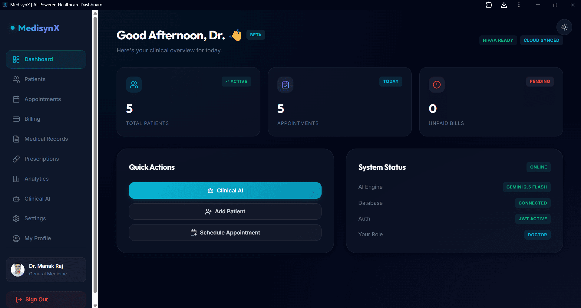 MedisynX | AI-Powered Healthcare Dashboard image 1