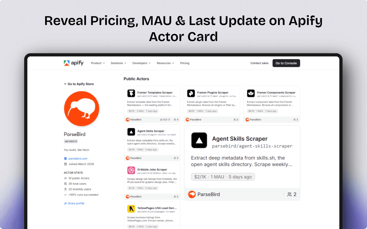 Apify Stats by ParseBird image 2