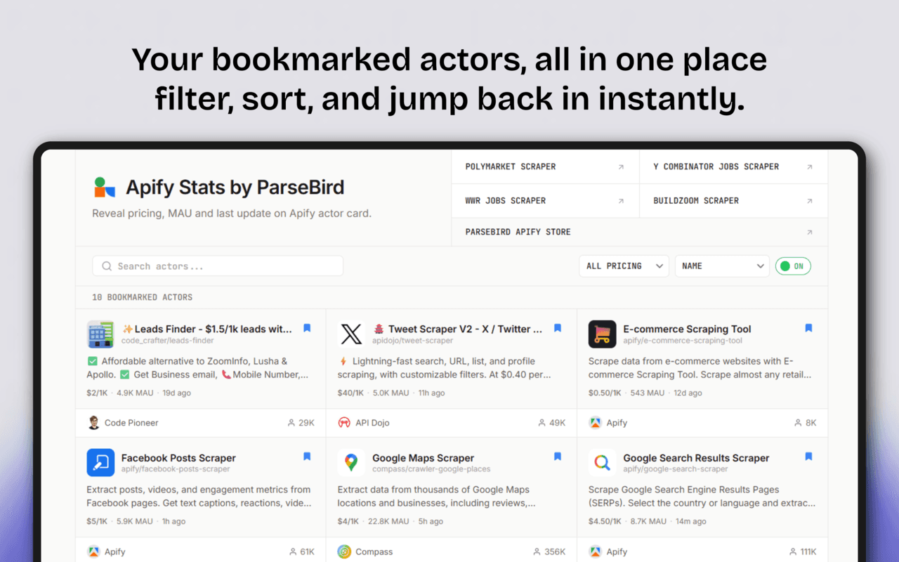 Apify Stats by ParseBird image 3