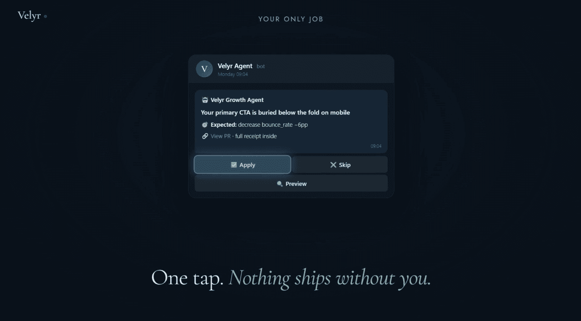 Velyr — Ship a Conversion Fix Every Week image 3