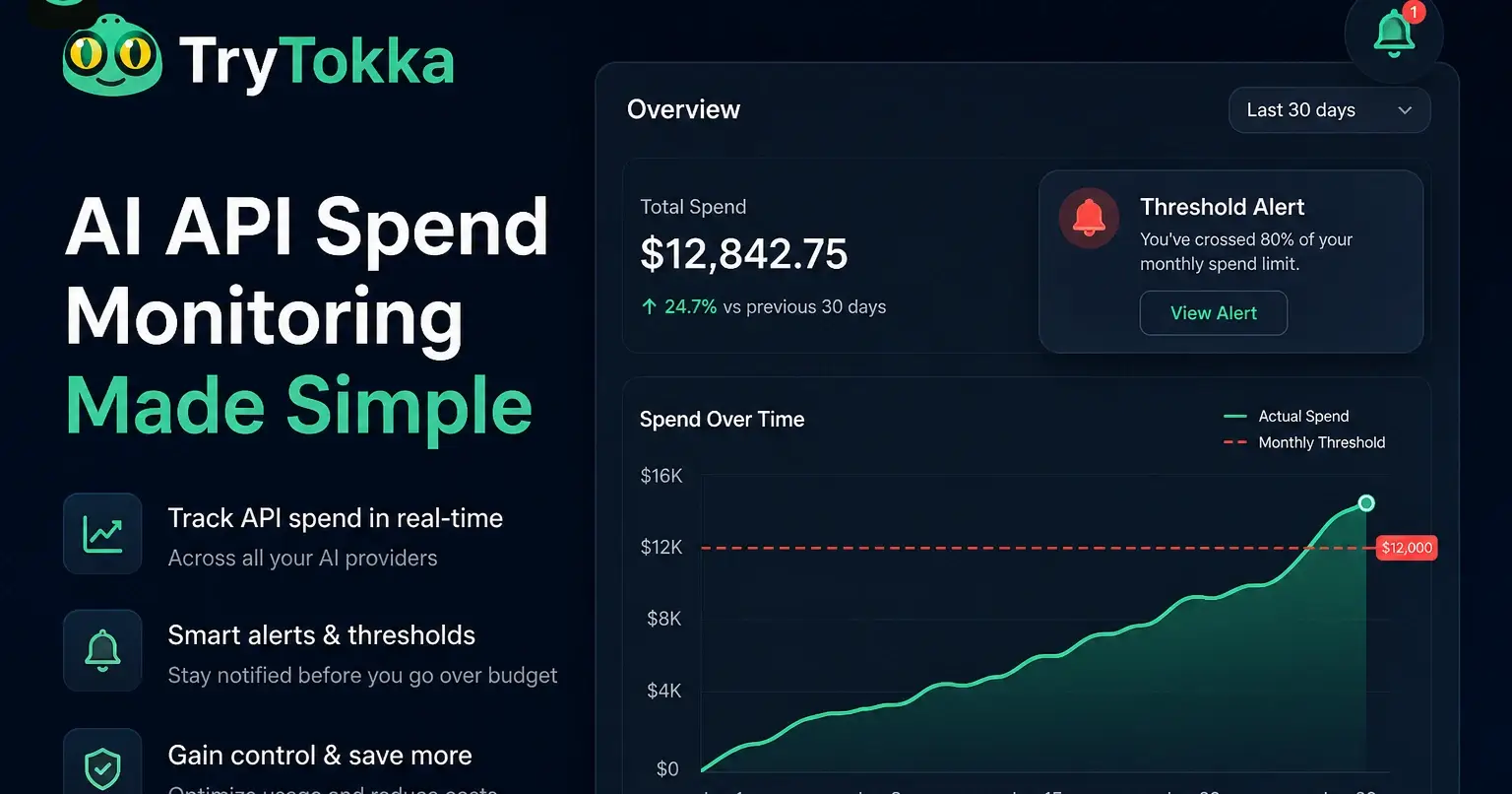 TryTokka — AI spend monitoring so you never miss a threshold