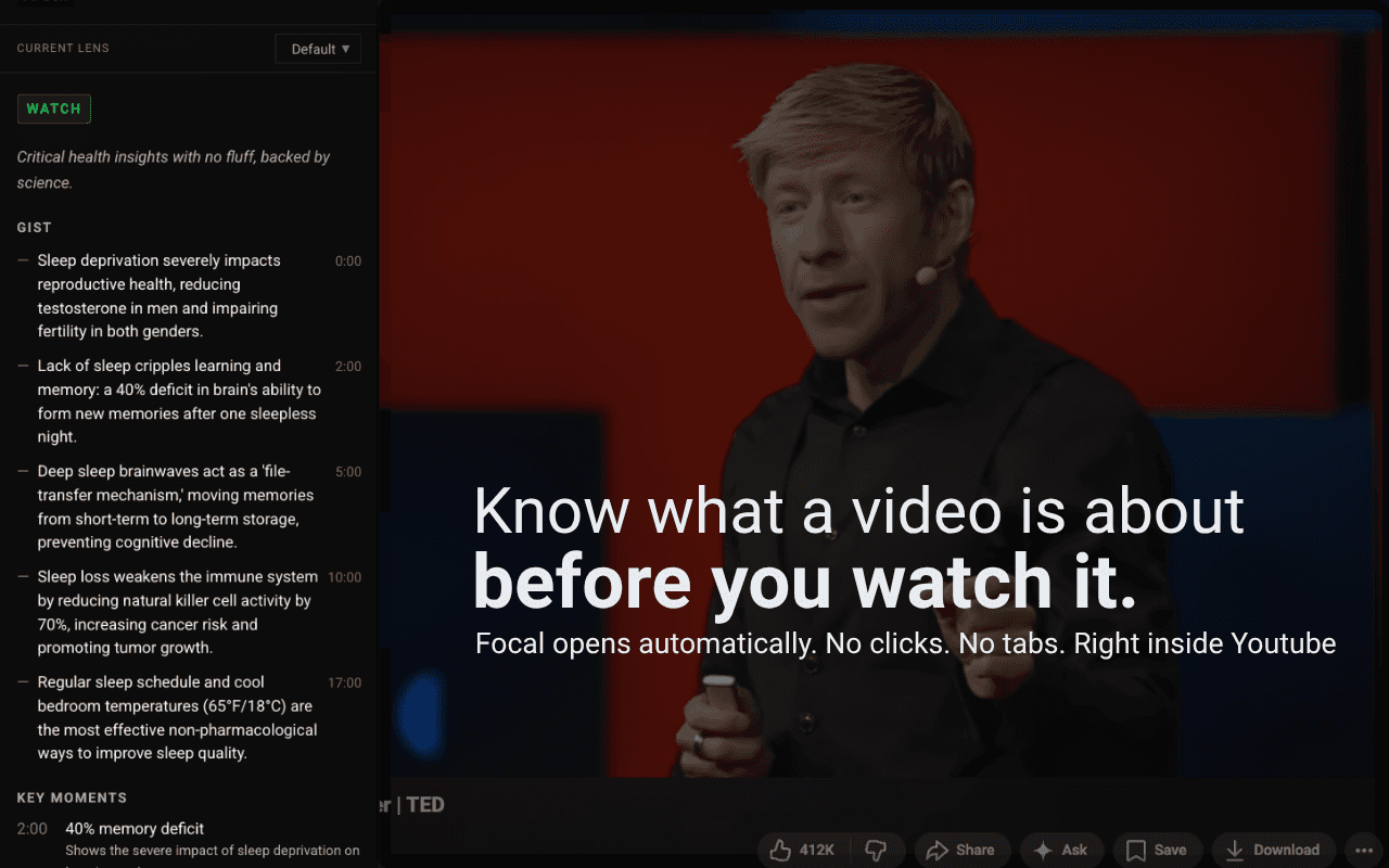 Focal: Youtube Summarizer & Gatekeeper image 1