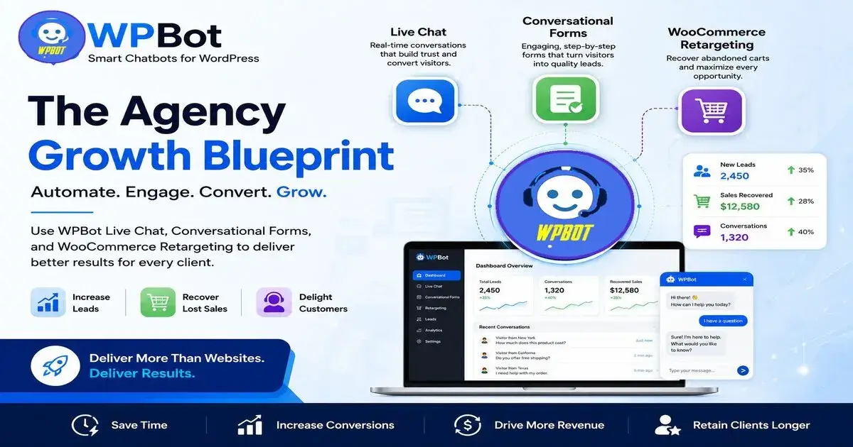 The Agency Growth Blueprint: Using WPBot Live Chat, Conversational Forms, and WooCommerce Retargeting to Deliver Better Client Results
