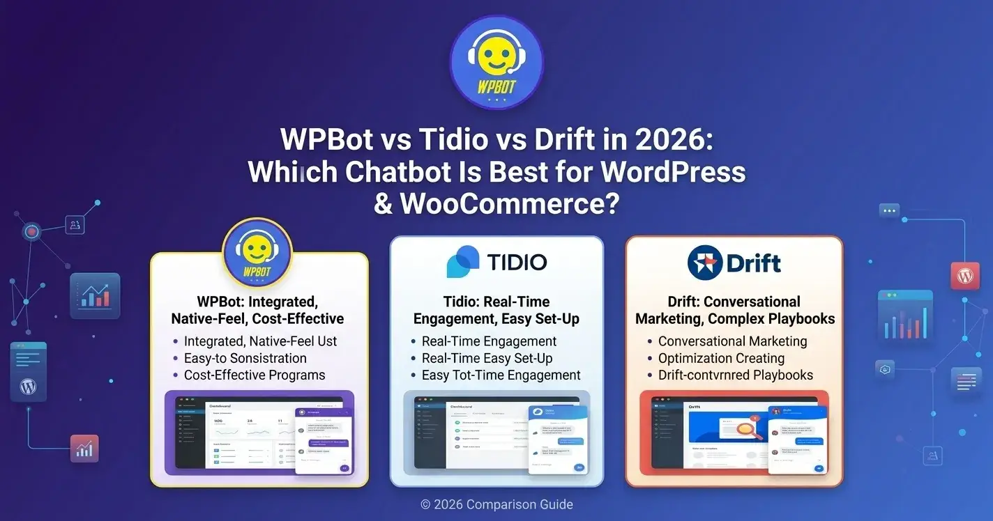 WPBot vs Tidio vs Drift in 2026: Which Chatbot Is Best for WordPress & WooCommerce?