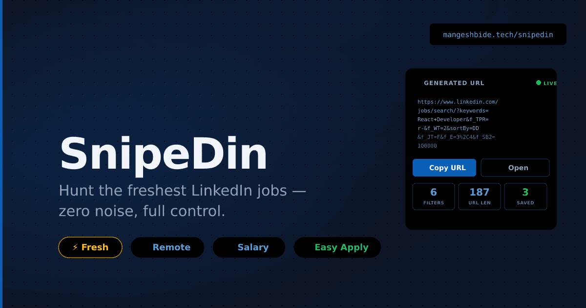 SnipeDin - Build & Filter LinkedIn Job Search image 1
