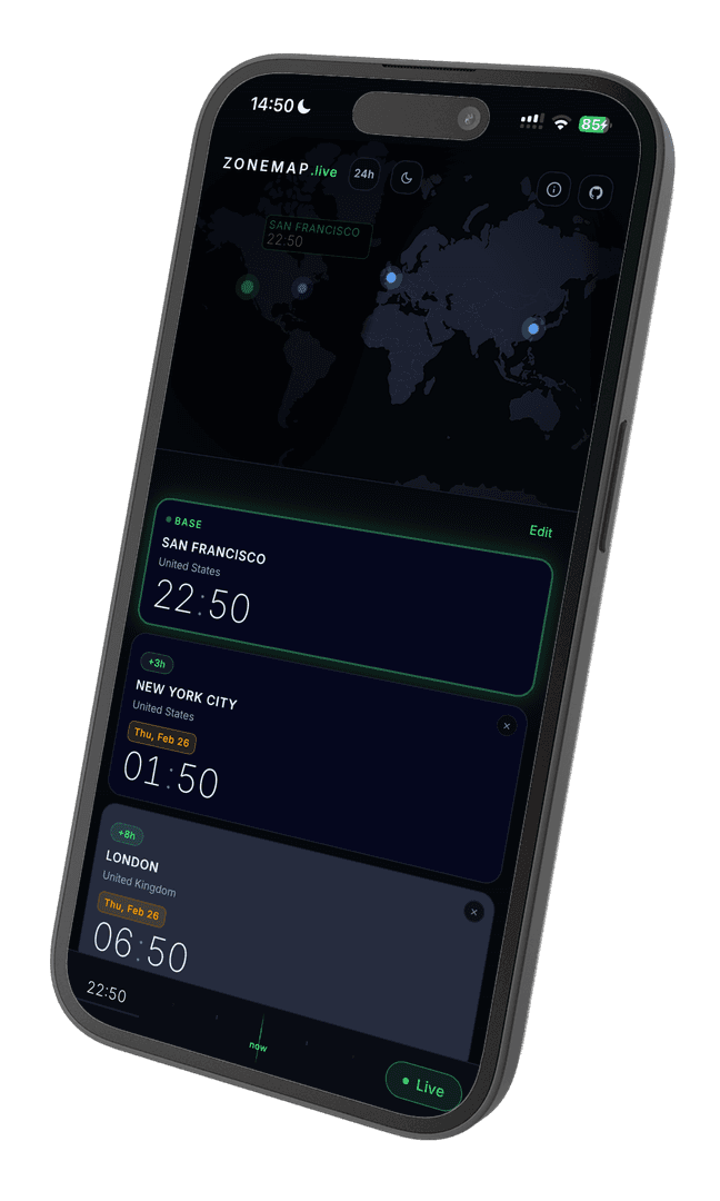 ZoneMap - World Clock and Time Zone Converter image 4