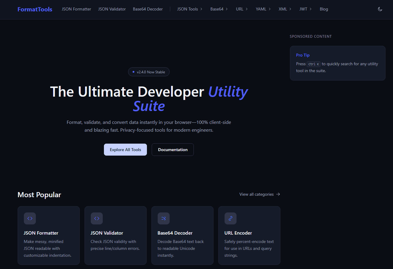 FormatTools Fast, Private Developer Utilities image 2