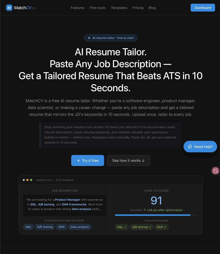 MatchCV : AI Resume Tailor image 1
