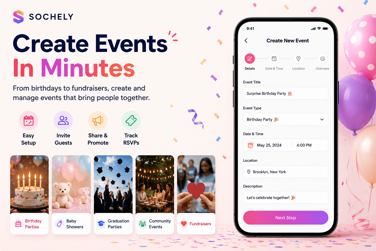 Sochely — Create & share events in 60 seconds image 1