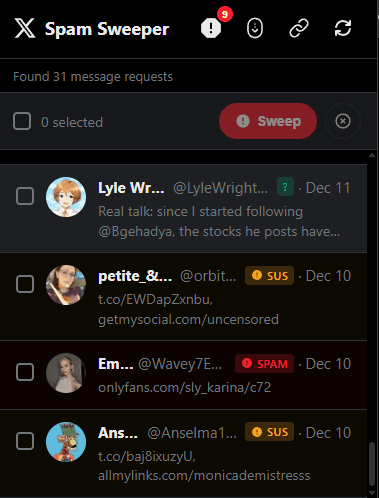 X Spam Sweeper image 1