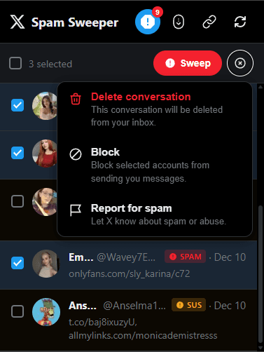 X Spam Sweeper image 3