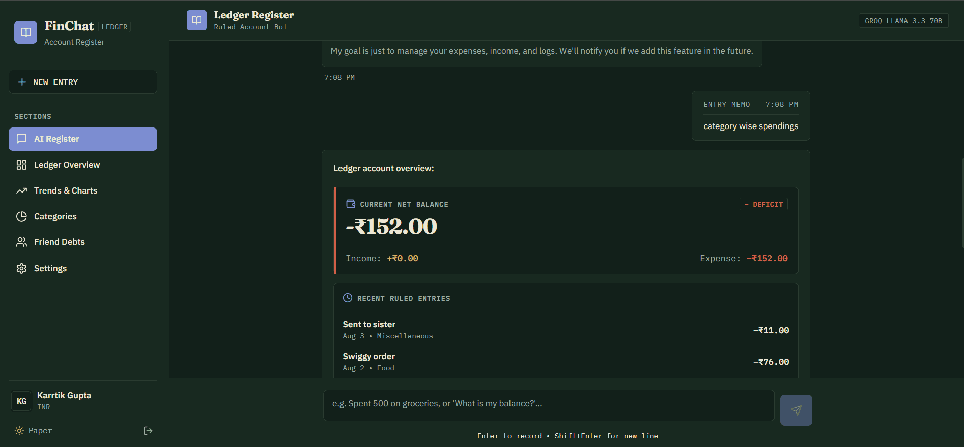 FinChat — Expense Tracker image 3