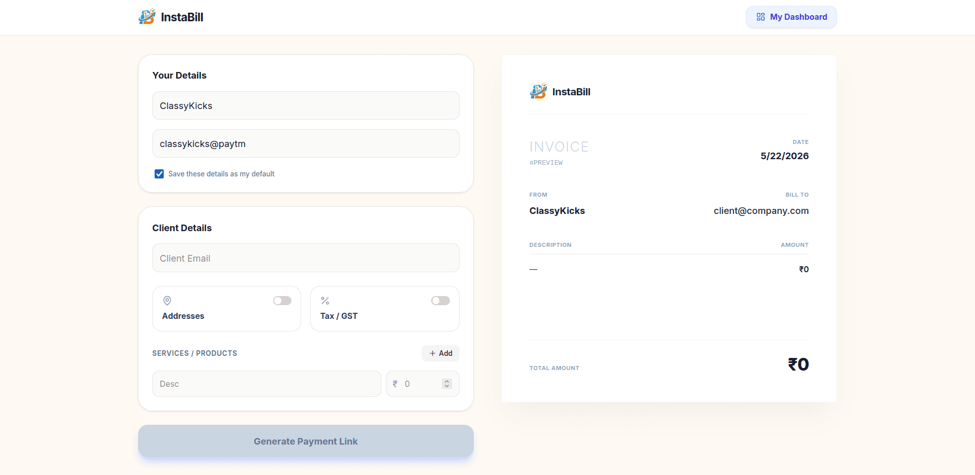 InstaBill | Free UPI Invoice Generator image 2