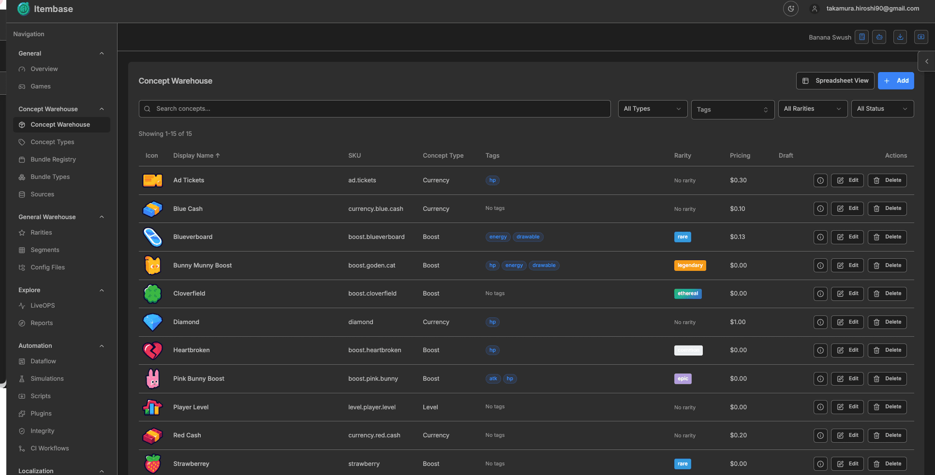 Itembase - Game Economy Design Workspace image 3