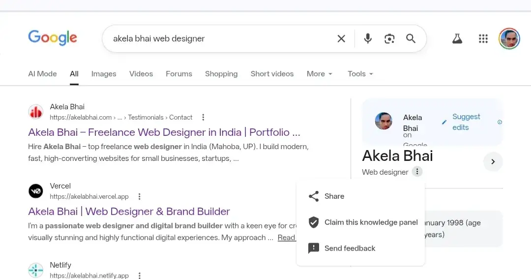 Akela Bhai Earned a Google Knowledge Panel Within 90 Days
