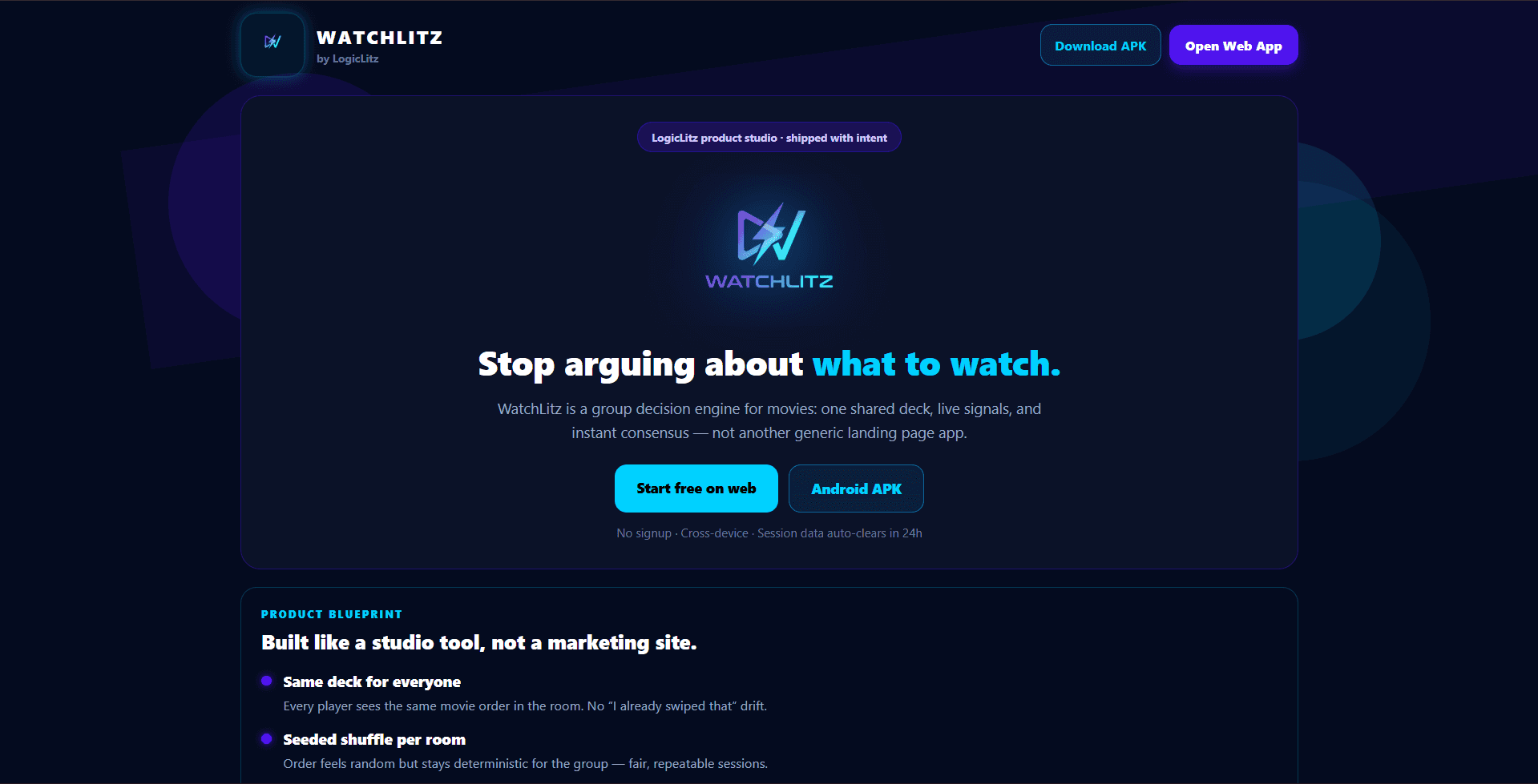 WatchLitz — Free Group Movie Picker image 1