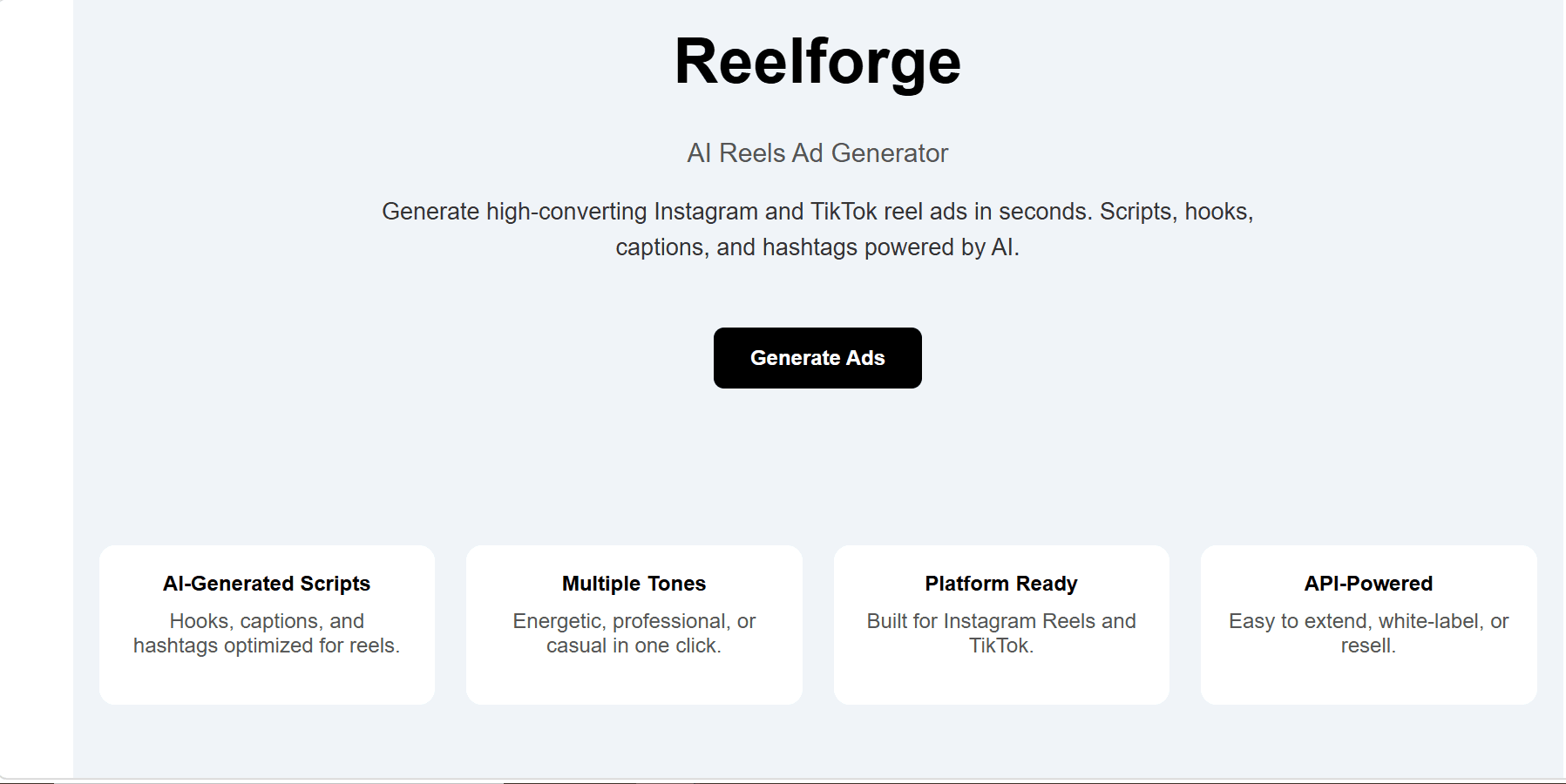 Reelforge – AI Reels Ad Generator image 1