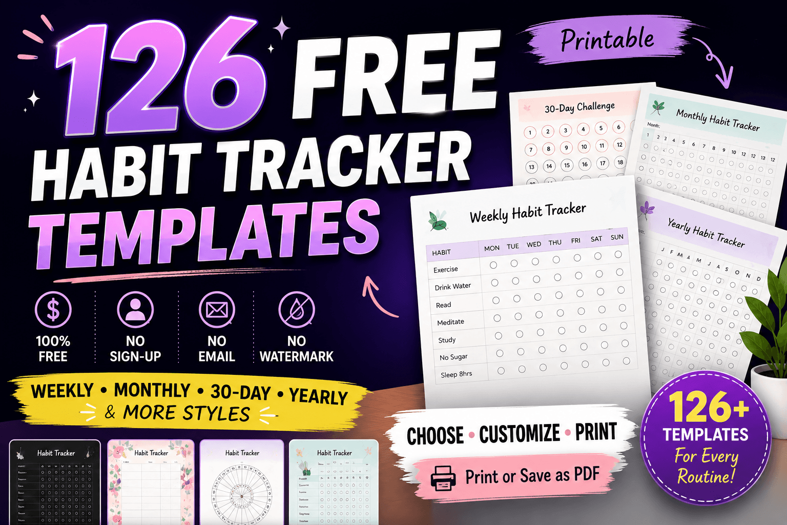 Printable Habit Tracker Templates image 2