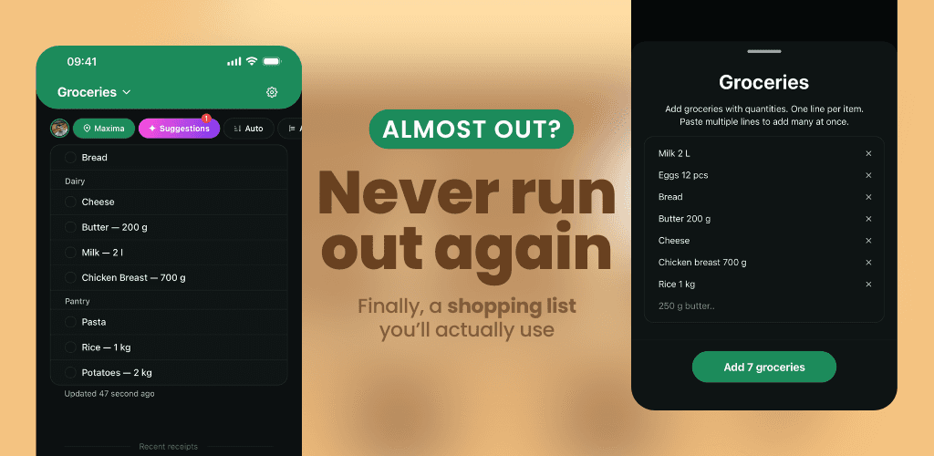 Almost Out: Smart Grocery List image 1