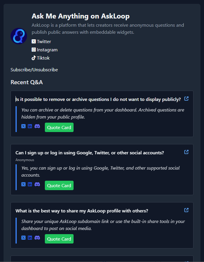 AskLoop – Your Public Q&A Page image 2