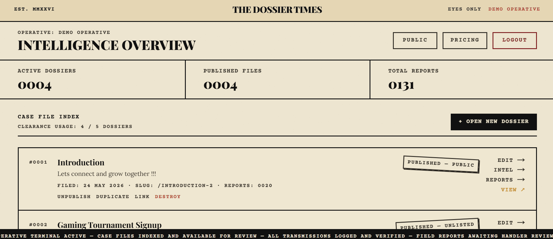 The Dossier Times image 3