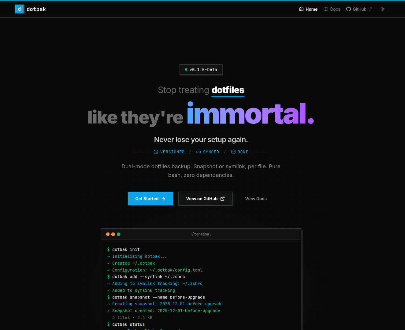dotbak — Simple Dotfiles Manager image 2