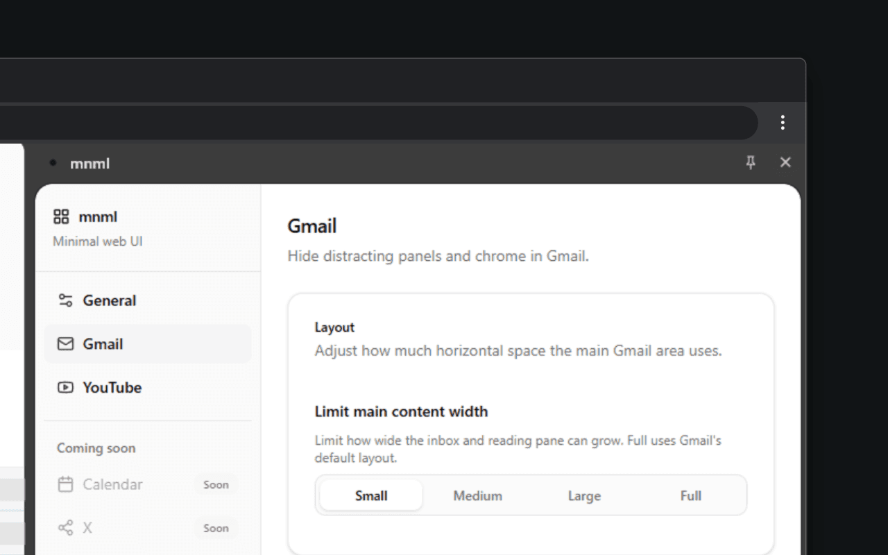 mnml — A calmer Gmail and YouTube image 4