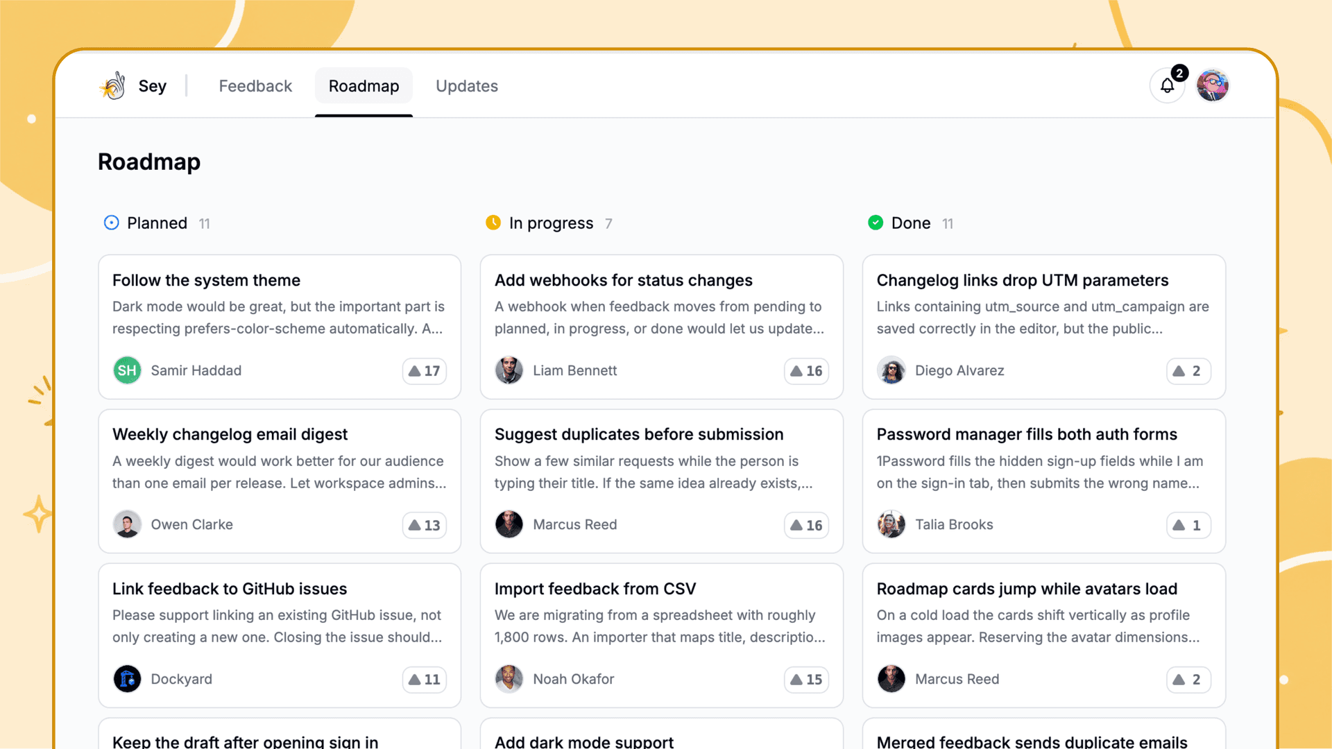 Sey — Feedback, roadmaps, and changelogs image 4