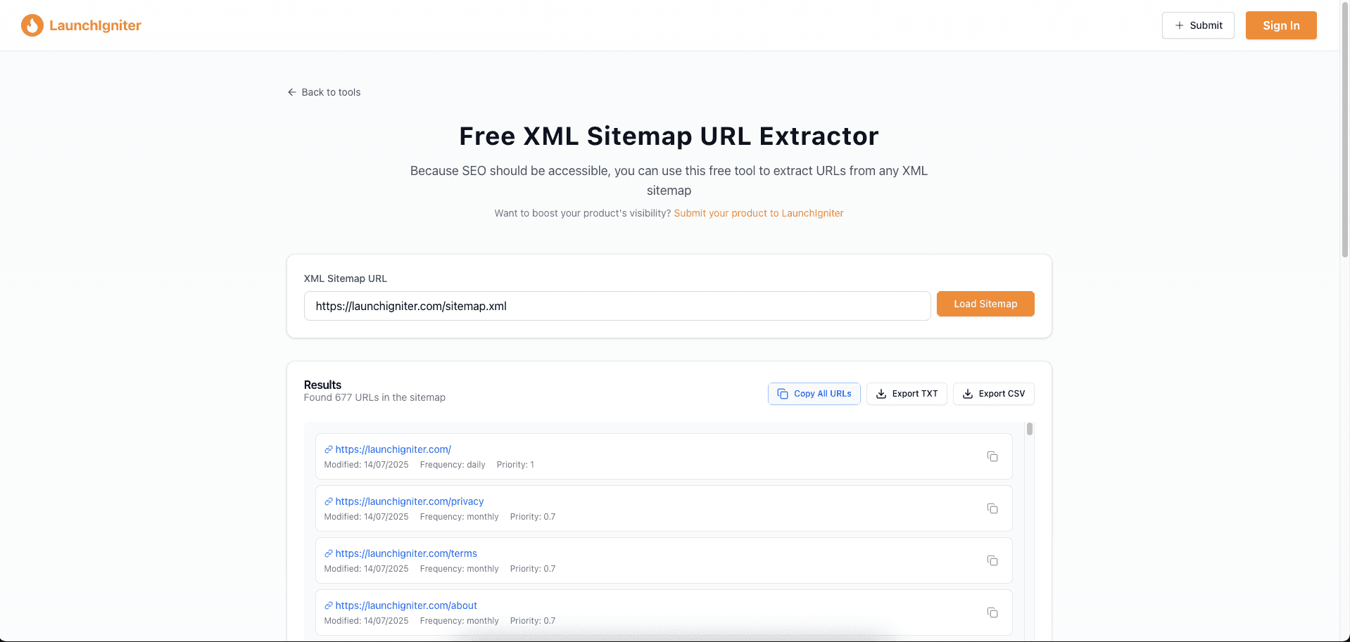 Sitemap URL Extractor screenshot 1